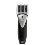 Panasonic ER206 professional corded and cordless hair and beard trimmer with built-in length adjustment dial, charging indicator light, and power adapter turned on