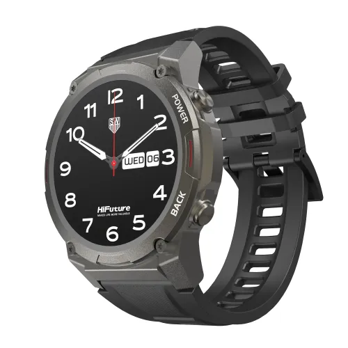 HiFuture FutureGo Mix 2 smart watch with premium round display screen and a sleek metallic chassis shown in image_72eee5.png