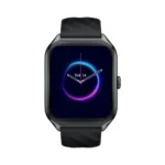 Zeblaze GTS 4 Smartwatch showing an ultra-thin 8.7mm rectangular metal alloy smart watch body with a bright 1.94-inch HD AMOLED display screen, a premium rotating navigation crown button, and a soft liquid silicone strap design view