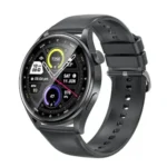 Awei H35 Smart Watch showing the premium classic round zinc alloy housing bezel, front 1.38-inch circular touch display screen with a clean watch face layout, dual side control buttons, and comfortable wristband strap panel