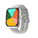Awei H60 Smart Watch showing the premium metal alloy body frame, front 1.43-inch round AMOLED touch screen with active steps tracking layout, dual physical side buttons, and soft silicone wristband strap