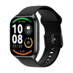Haylou Watch 2 Pro smart watch showing the premium large rectangular casing frame, front 1.85-inch massive full-touch display with fitness tracking menu, and soft flexible silicone wristband strap panel