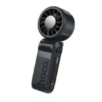 Hoco HX604 Ice Pack Series Foldable Handheld Fan - Black showing the premium matte black body shell, center metallic ice-cooling plate, and integrated digital LED display panel layout