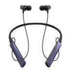 Valdus VS-73 Neckband showing the flexible black silicone collar frame structure, physical control button layout panel, durable connecting wires, and magnetic metallic in-ear buds configuration
