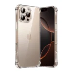 UGREEN 45916 Bright Cushion protective clear phone case model CA104 showing its crystal-clear transparent body with reinforced impact-absorbing corners tailored perfectly for iPhone 16 Pro Max