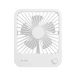 JISULIFE FA26 rechargeable ultra thin powerful desktop fan with 180 degree adjustable foldable stand flat base 4500mAh battery LED indicators and Type-C charging cable turn on