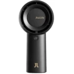 JISULIFE Life 5 Plus FA43 upgraded personal rechargeable portable fan showing compact lightweight body handle five speed single control button multi blade cooling head massive 6000mah battery Type-C charging port front view turn on color options