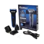 Kemei KM-6330 3-in-1 professional rechargeable cordless hair beard and nose trimmer kit with interchangeable attachments