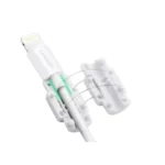 UGREEN 40705 Charging Cable Protector showing a small flexible white silicone spiral wire saver wrapped tightly around the weak joint connection of a phone charger cord view