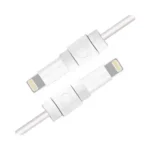 UGREEN 40705 Charging Cable Protector showing a small flexible white silicone spiral wire saver wrapped tightly around the weak joint connection of a phone charger cord view