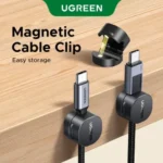 UGREEN 45797 Magnetic Cable Organizer 3-Pack set for desktop wire management, showing sleek design and magnetic clips for organized cables.