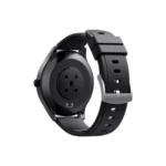 Havit M9026 Smart Watch showing the premium classic round zinc alloy housing case frame, front circular full-touch display with fitness tracking menu, side control button, and soft flexible silicone wristband strap panel