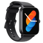 Havit M9037 Bluetooth Calling Smart Watch showing a modern rectangular black smartwatch body with a large 1.91-inch TFT full touch display screen, a premium aluminum alloy bezel, a functional rotating physical button side layout, and a comfortable black silicone wrist strap view