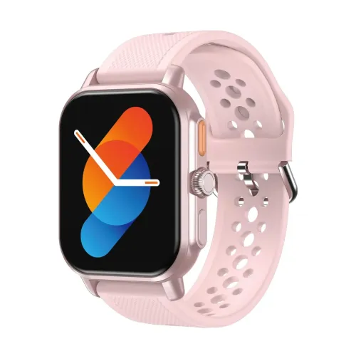 m9038-pro-pink-03-500x500 Havit M9038 Pro Smart Watch showing a premium rectangular black zinc alloy smart watch case with a massive 2.06-inch HD AMOLED touch screen display face, side physical control button architecture, and a breathable black silicone sports wrist strap view