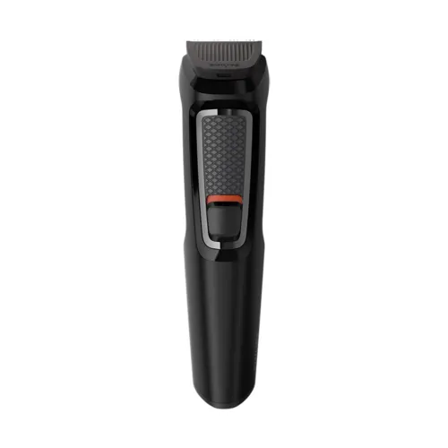 Philips MG3710/15 Multigroom Series 3000 6-in-1 professional rechargeable cordless hair and beard trimmer kit with nose trimmer head, attachment combs, and power adapter turn on
