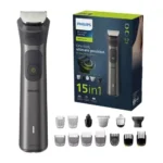 Philips MG7940/15 7000 Series 15-in-1 advanced multi-grooming rechargeable cordless hair, beard, and body trimmer kit with detailer head, precision shaver head, nose trimmer head, attachment combs, storage pouch, and Type-C cable turn on