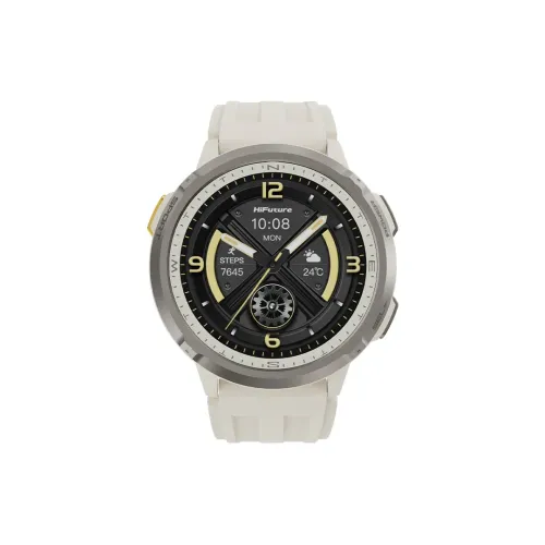 HiFuture FutureGo MIX3 Smart Watch featuring a premium round AMOLED screen and a metallic chassis shown in image_72eee5.png
