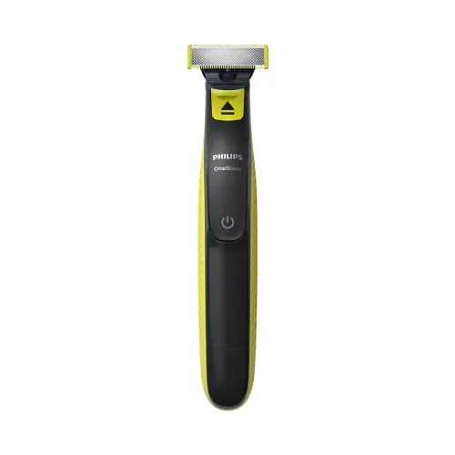Philips OneBlade QP2824/10 face and body 5-in-1 hybrid rechargeable cordless electric trimmer and shaver with adjustable guide comb, body skin guard, and USB charging wire turn on
