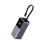 UGREEN 95670B 165W 20000mAh Power Bank with Retractable Cable showing a black portable charger with a pull-out type-c cord and a digital screen view