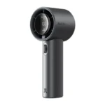 JISULIFE Handheld Fan Pro1 Mini - Black showing the premium matte black body shell, front safety air duct grille, and side speed scroll wheel layout