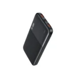 Geeoo P5 10000mAh premium high capacity portable power bank with fast charging layout and dual usb multi-port interface fire retardant sleek matte frame with led battery indicator status view