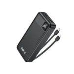 Geeoo P700 20000mAh premium high capacity cable edition portable power bank with built-in type-c and lightning cords 22.5w super fast charging layout fire retardant matte frame with digital led display status view]