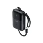 Havit PB5215 10000mAh premium high capacity portable power bank with built-in type-c cable and lightning cable fire retardant sleek pocket-sized layout with digital led battery percentage display status view]