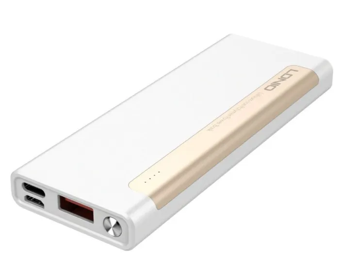 Ldnio PR518 5000mAh premium ultra compact portable mobile power bank with smart auto-id usb output port and fire retardant sleek lightweight pocket friendly shell layout with led power status indicator view