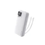 Vention 22.5W 20000mAh premium high capacity portable power bank with built-in 22.5w usb-c cable and 20w lightning power delivery cable fire retardant sleek front layout with digital led battery percentage display status view