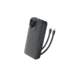 Vention 22.5W 20000mAh premium high capacity portable power bank with built-in 22.5w usb-c cable and 20w lightning power delivery cable fire retardant sleek front layout with digital led battery percentage display status view