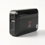 Olax M100 premium compact hybrid 10000mAh high capacity portable pocket router power bank with high speed 5GHz wifi 6 dual band connectivity and smart usb charging port fire retardant sleek portable shell layout with real time digital led network status screen front view