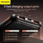 Awei P10K 10000mAh Fast Charging Power Bank – 22.5W Super Charge with Smart Digital Display - Image 3