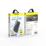 Awei P10K premium compact 10000mAh high capacity portable power bank with 22.5W super charging usb-a output and type-c power delivery fire retardant sleek pocket friendly shell layout with real time digital led battery level status screen front view
