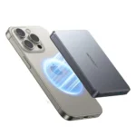 Joyroom JR-PBM08 Pro premium metallic 10000mAh high capacity magnetic wireless power bank with 15W magsafe fast charging 20W power delivery type-c input output port smart digital led percentage display monitor sleek metal shell layout with kickstand front view