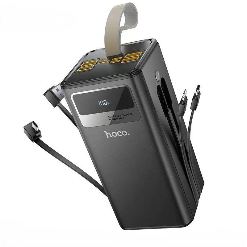 Hoco MMJ-12 premium heavy duty 50000mAh high capacity monster power bank with 22.5W fast charging usb-a port 20W power delivery type-c interface smart digital led percentage display monitor front view matte shell layout