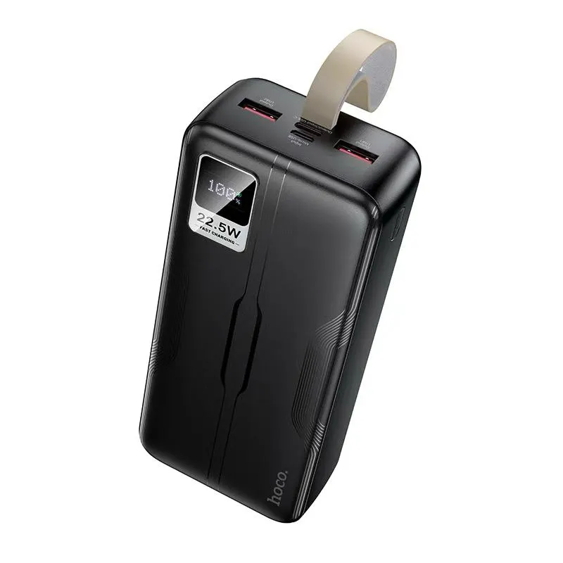 Hoco MMJ-25 premium pocket size 30000mAh high capacity power bank with 22.5W fast charging usb-a port 20W power delivery type-c interface smart digital led percentage display monitor front view matte shell layout