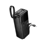 Hoco MMJ13 premium heavy duty 30000mAh high capacity portable power bank with built in type-c and lightning charging cables high speed usb output port smart led battery level indicator lights front view matte shell layout