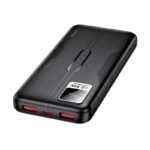 Hoco MMJ15 premium pocket size 10000mAh ultra compact power bank with high speed multi port usb output interface dual input channels intelligent led battery level indicator lights and flame retardant matte protective chassis front view layout