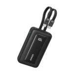 Anker Zolo 35W premium pocket size 10000mAh travel power bank with dual integrated flexible fast charging Type-C cables 35W high velocity power delivery interface system and clear digital percentage display monitor front view matte shell