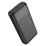 Hoco MMJ23 Resolute large capacity power bank 20000mAh 22.5W fast charging with multi port configuration and clean digital percentage status screen front view sleek matte black finish