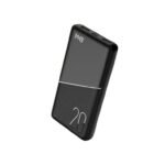 MKB PK20 large capacity power bank 20000mAh smart fast charging with multi port configuration and clean digital percentage status screen front view sleek matte black finish
