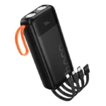 Hoco J151A 20000mAh smart fast charging power bank with digital display battery percentage monitor and durable matte texture front view charcoal black color