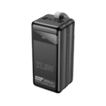 Hoco DB50 large capacity power bank 80000mAh 22.5W fast charging with digital display smart screen and integrated bright camping LED light front view charcoal black color