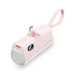 VENTION FHQP0 LED Display 4800mAh pocket-sized mini capsule power bank in a premium pastel pink finish featuring a direct plug-in connector interface and clear digital power readout screen
