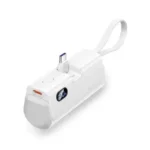 VENTION FHQW0 LED Display 4800mAh pocket-sized mini capsule power bank in a premium classic white finish featuring a direct plug-in connector interface and clear digital power readout screen