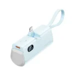 VENTION FHRL0 LED Display 4800mAh pocket-sized mini capsule power bank in a premium metallic blue finish featuring a direct plug-in connector interface and clear digital power readout screen