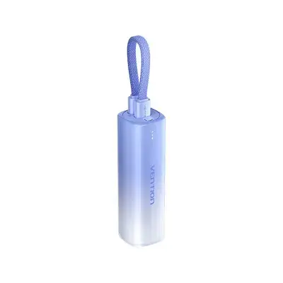 VENTION FHWL0 20W 5000mAh pocket-sized mini capsule power bank in a sleek chassis featuring an integrated direct plug-in Lightning connector layout and battery indicator lights