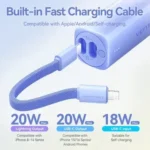 VENTION FHWL0 20W 5000mAh pocket-sized mini capsule power bank in a sleek chassis featuring an integrated direct plug-in Lightning connector layout and battery indicator lights