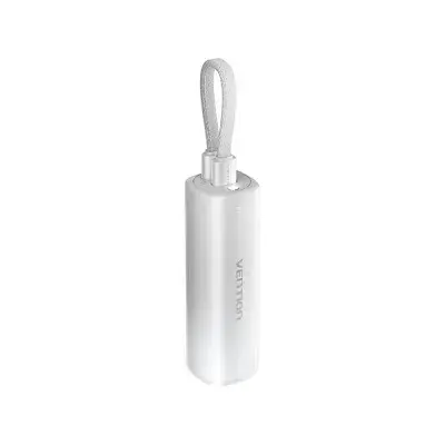 VENTION FHWM0 20W 5000mAh pocket-sized mini capsule power bank in a sleek chassis featuring an integrated direct plug-in USB-C connector layout and battery indicator lights