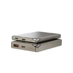 WiWU Wi-P020 ultra thin series 22.5W fast charging 10000mAh power bank with premium aluminum casing and clean LED indicators front view space gray color